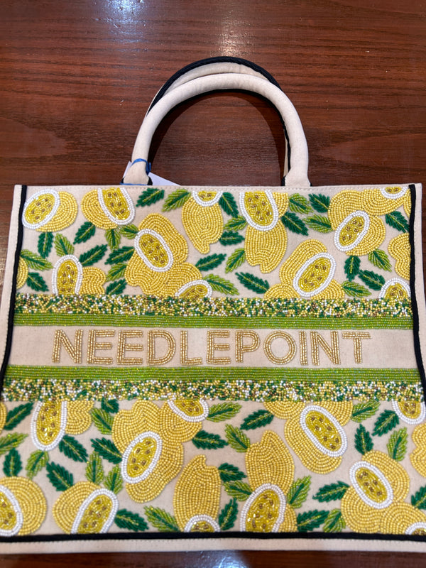 Beaded Madeleine Tote-Amalfi Lemon