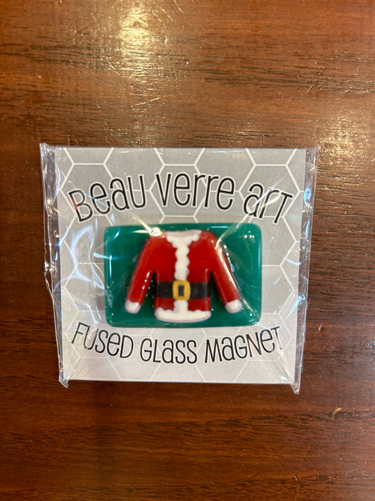 Santa Coat Fused Glass Magnet