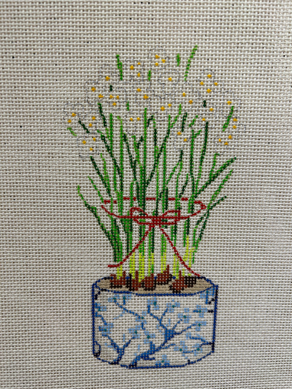 Chinese Cache Pot w/ Paperwhites