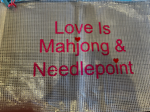 Love is Mahjong and Needlepoint Project Bag