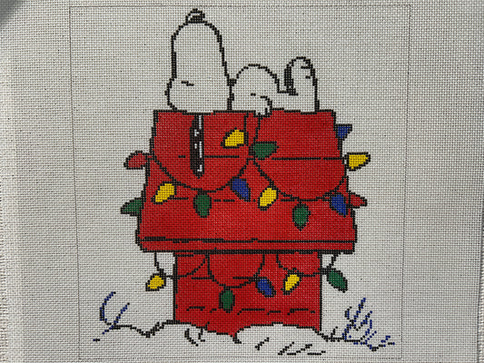 Snoopy on Lit Doghouse