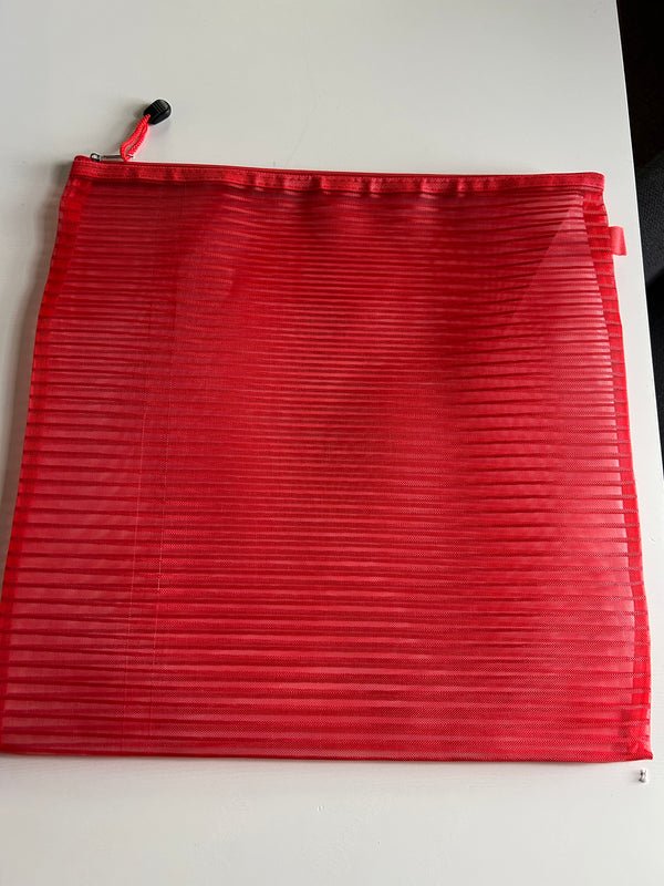 Red 15x15 Mesh Zipper Project Bag