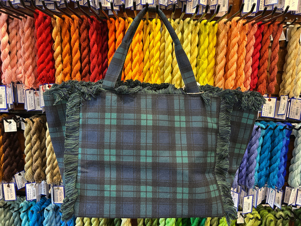 Fringe tote- black watch plaid