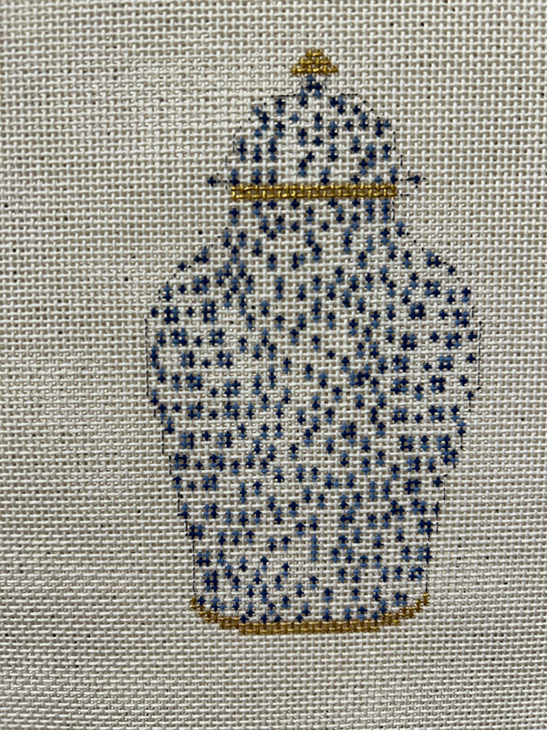 French Dots Ginger Jar - Navy