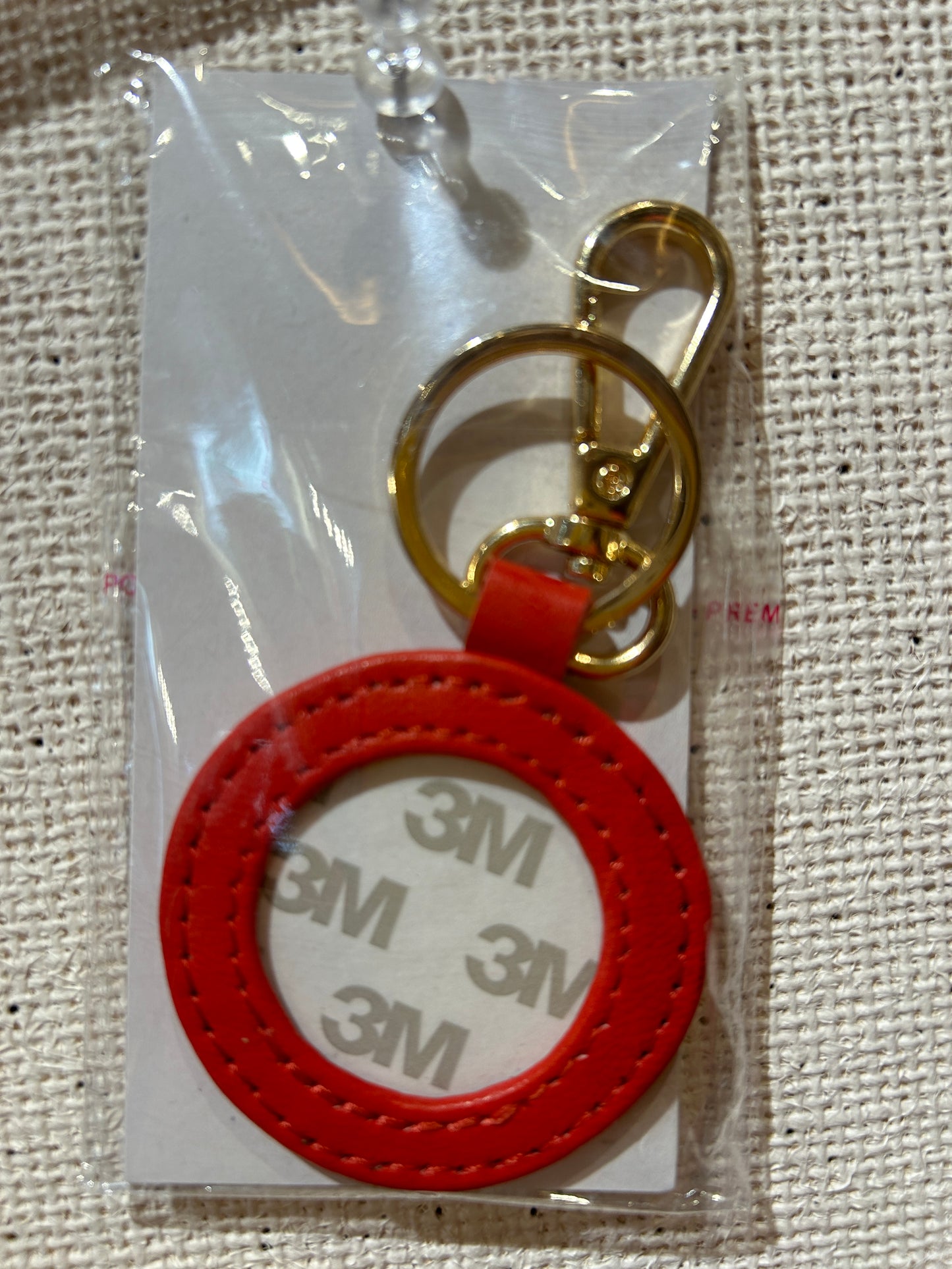 Leather Key Fob Red Round