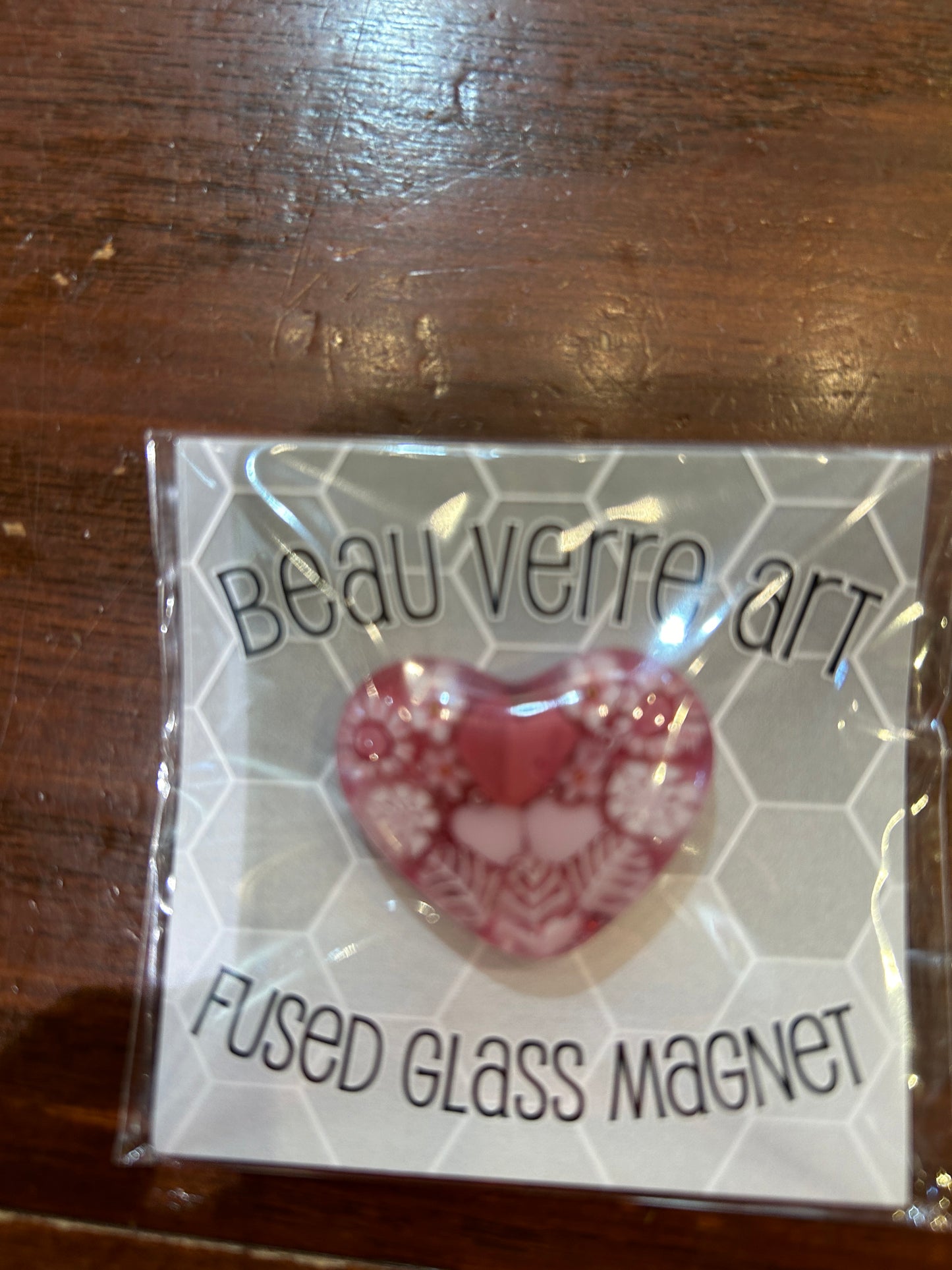 Mauve Heart Fused Glass Needleminder