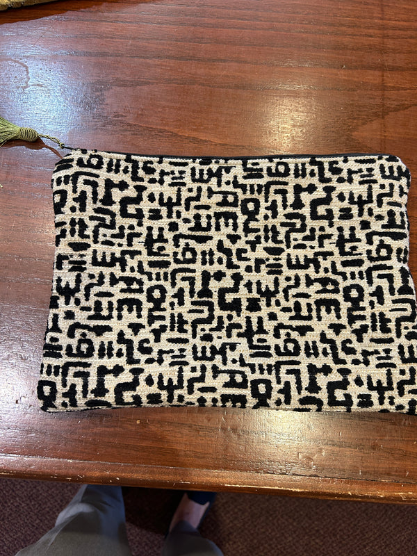 Anna Clutch - Black and Tan Geometric
