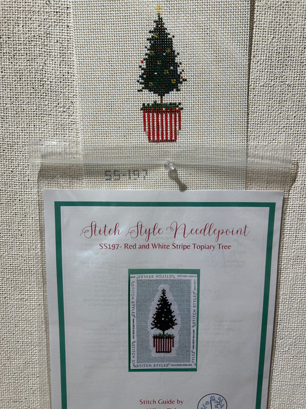 Red and White Stripe Topiary Tree