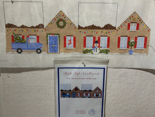 3D Christmas Home w/Blue Truck