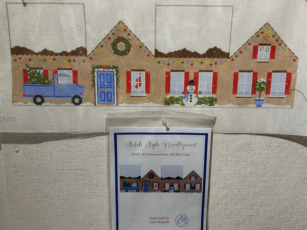 3D Christmas Home w/Blue Truck