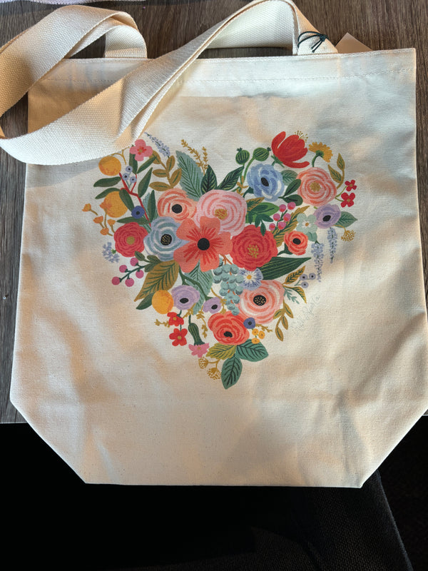 Floral heart Canvas tote
