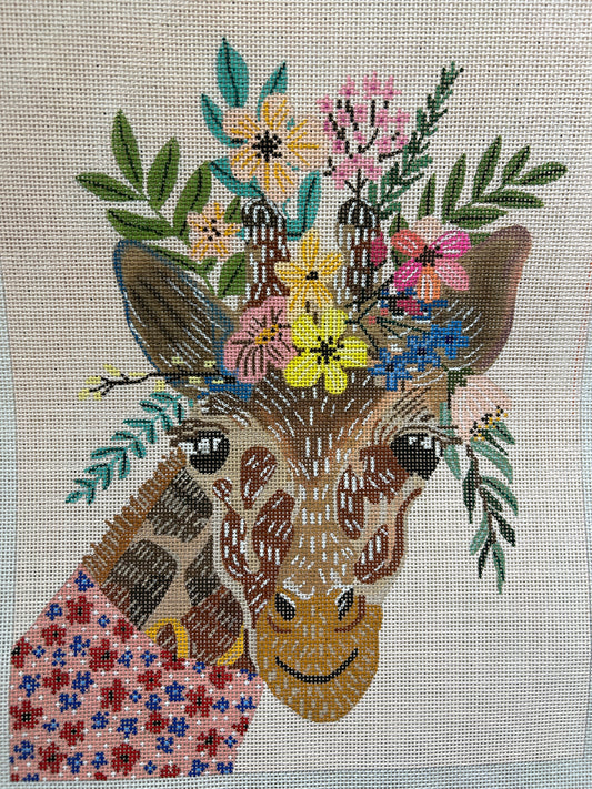 Giraffe in Pink Dress w/Flowers - Lt Pink