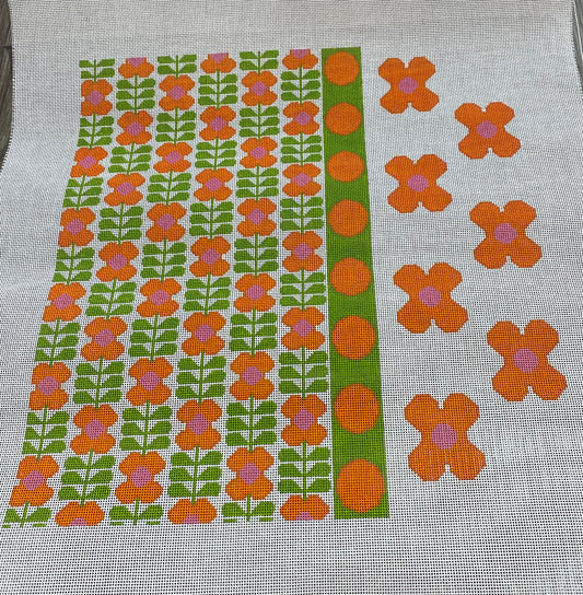 Orange and Pink Flower Pillow