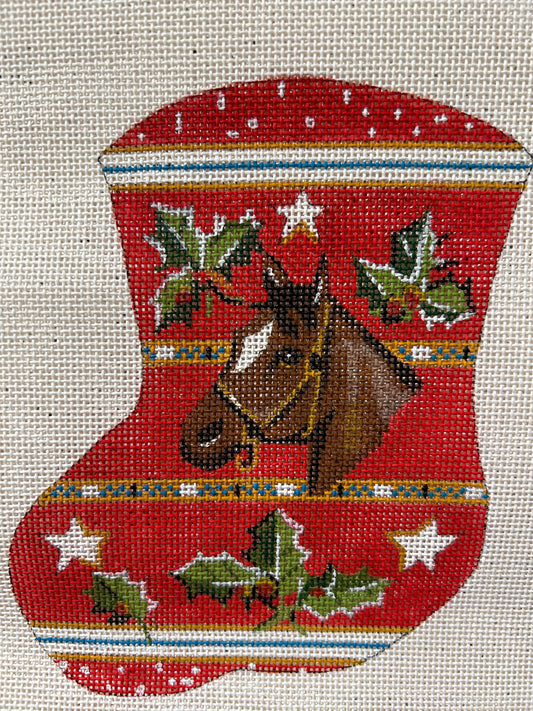 Horse and Holly Mini Stocking