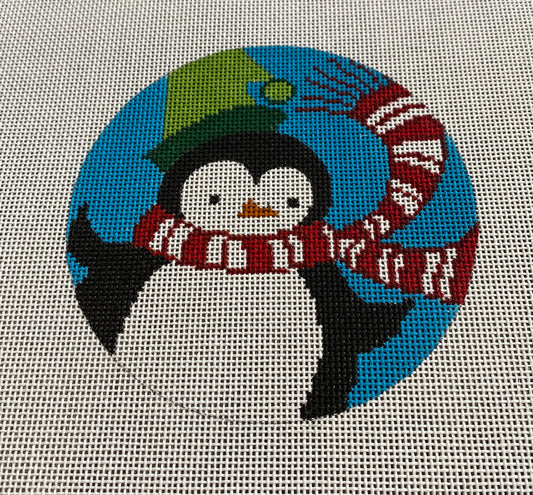 Penguin with red/white scarf