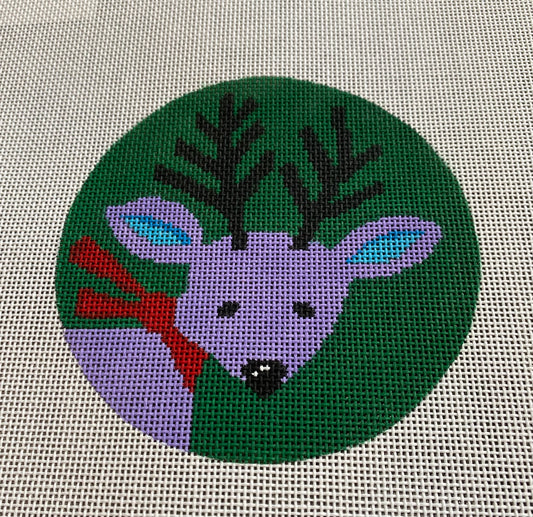 Purple reindeer on green background