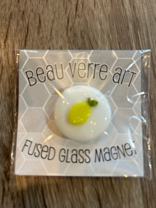 Lemon on White Fused Glass Needleminder