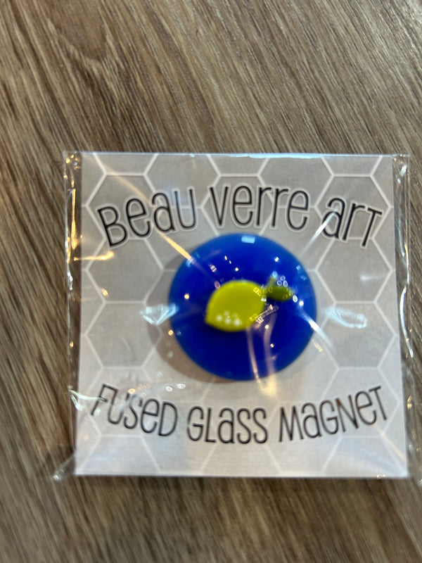 Lemon on Blue Glass Fused Needleminder
