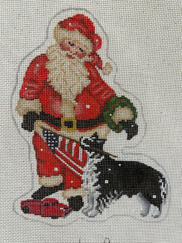 Santa with Dog and Flag