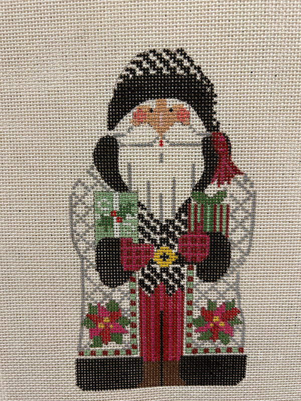 Father Christmas - White with Pointsettias