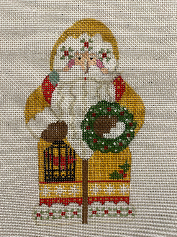 Father Christmas - Yellow Holding Wreath