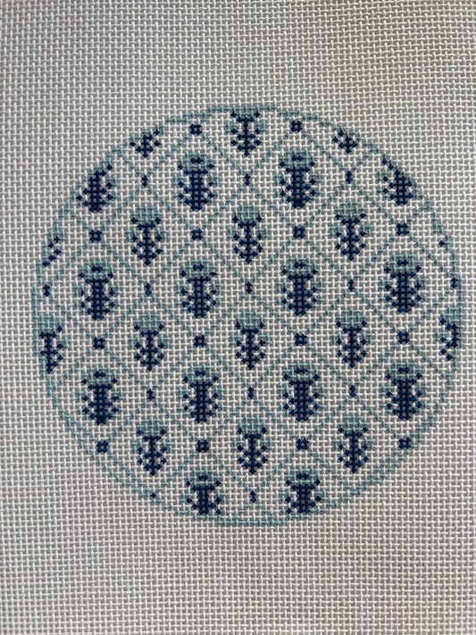 Blue Flower Lattice Round