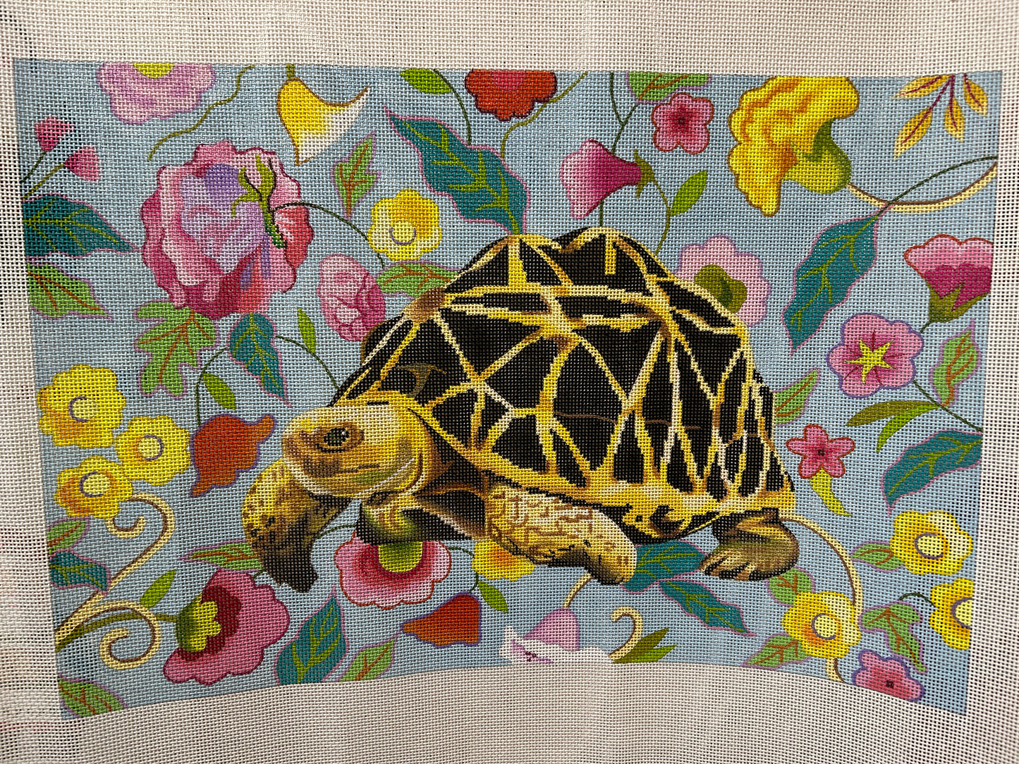 Turtle on Floral Background