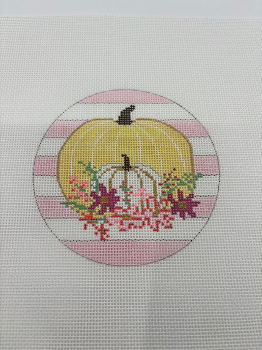 Pumpkins on pink stripe