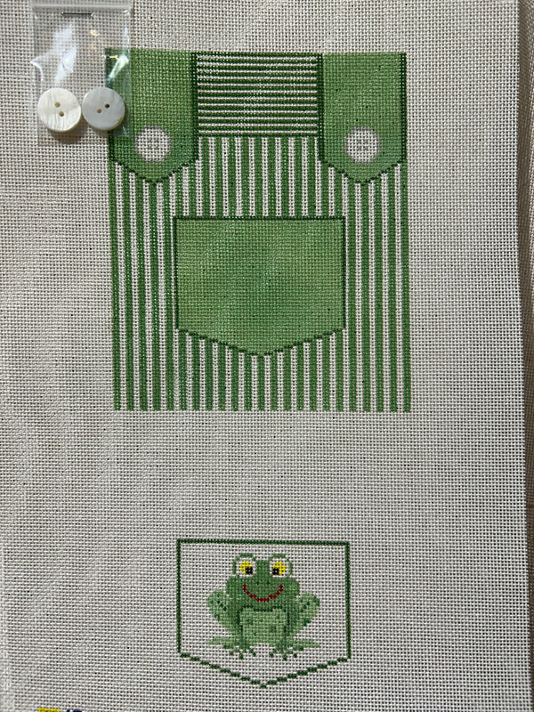 Overalls - Green with Frog Pocket
