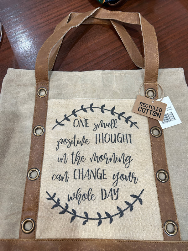 One Positive Thought Upcycled Canvas Tote