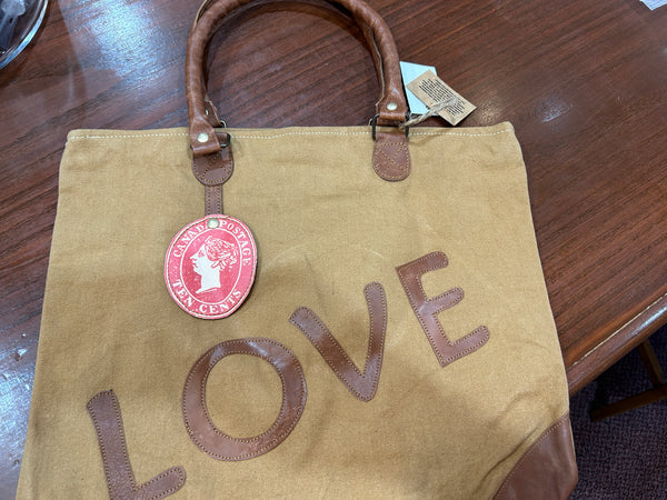 "Love" Upcycle Zip Top Canvas Tote