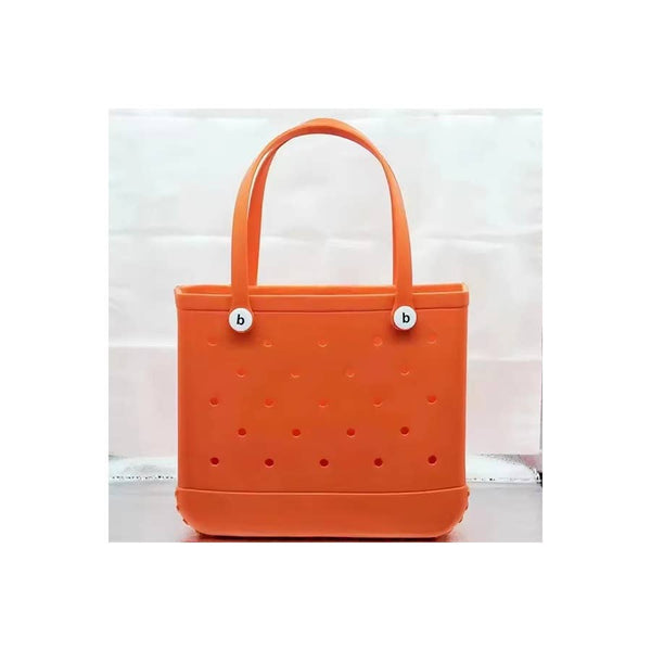 Summer Rubber Tote Solid Color Jelly Beach Bags: ORANGE / ONE SIZE(2)
