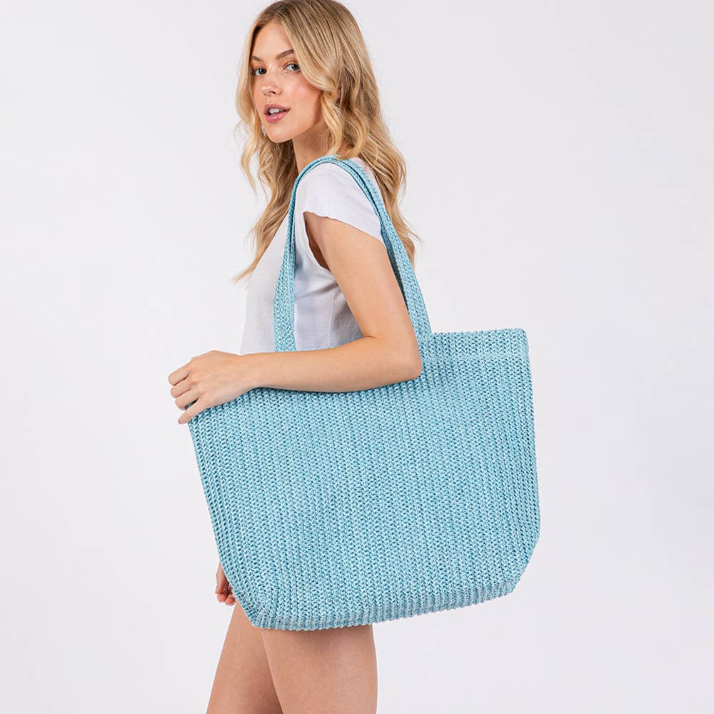 Solid Crochet Straw Tote Bag / Beach Bag
: Purple