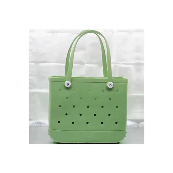Summer Rubber Tote Solid Color Jelly Beach Bags: FRUIT GREEN / ONE SIZE(2)